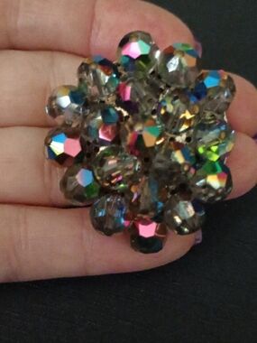 Aurora Borealis Crystal Cluster Brooch - Multi-Color Sparkle
